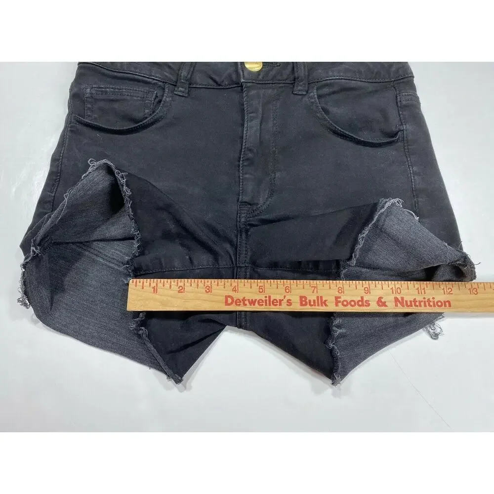 American Eagle Shorts 8 Hi-Rise Shortie Super Super Stretch Black Denim
